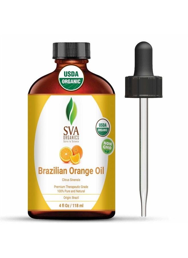 SVA Organics - Orange Oil Sweet Brazilian 4 Oz 100% Pure Natural Undiluted Premium Therapeutic Grade Oil For Skin, Face, Hair, Massage, Diffuser, Aromatherapy - Image 1