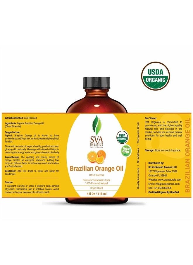 SVA Organics - Orange Oil Sweet Brazilian 4 Oz 100% Pure Natural Undiluted Premium Therapeutic Grade Oil For Skin, Face, Hair, Massage, Diffuser, Aromatherapy - Image 1