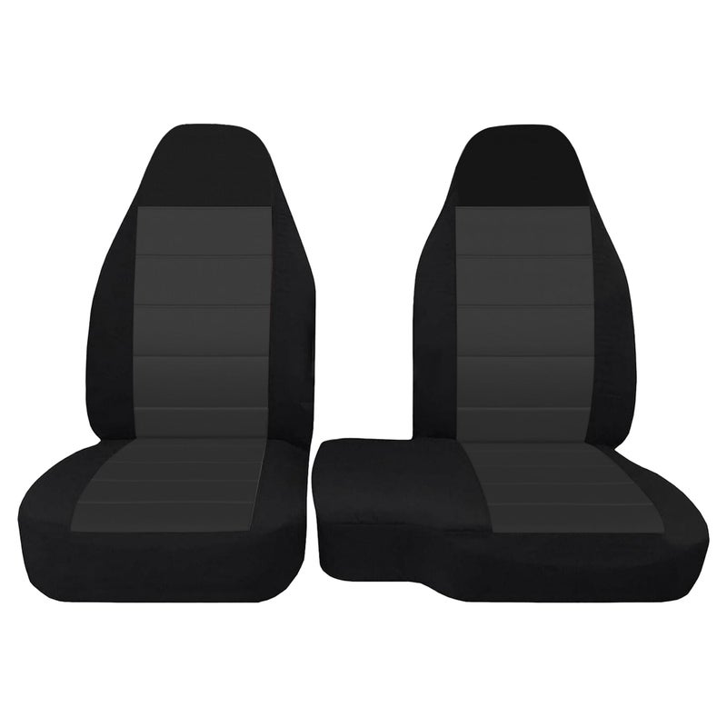 EDIETH 2Pcs Front 60/40 Cloth High Back Bench Seat Cover Compatible with Ford Ranger XLT 2004 2005 2006 2007 2008 2009 2010 2011 2012-Black - Image 1