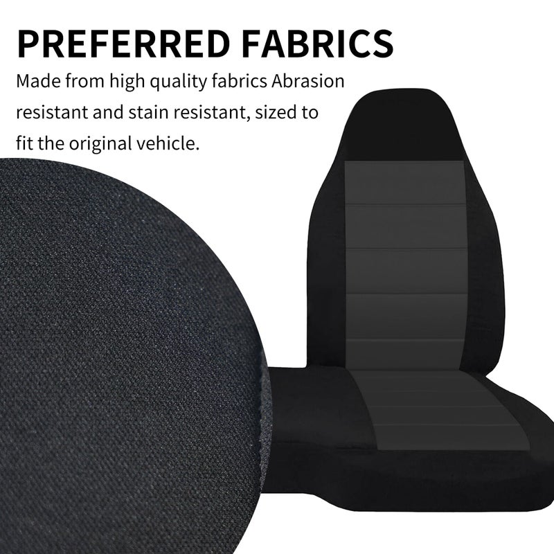 EDIETH 2Pcs Front 60/40 Cloth High Back Bench Seat Cover Compatible with Ford Ranger XLT 2004 2005 2006 2007 2008 2009 2010 2011 2012-Black - Image 5