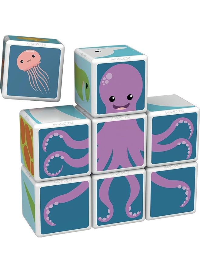 جيوماغ ألعاب مغناطيسية تعليمية وبطاقات مطبوعة عليها حيوانات بحرية من ماجيكوب، مصنوعة في سويسرا، مصنوعة من بلاستيك معاد تدويره بنسبة 100%، ألعاب مفتوحة الأطراف، ألعاب تركيب للأطفال من عمر سنة فما فوق - Image 5