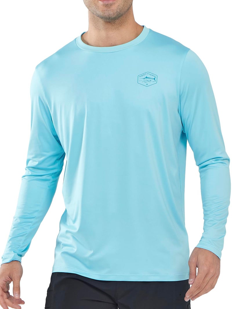 NORTHYARD Men's Swim Shirts Sun Protection Long Sleeve Beach Rash Guard UPF 50+ SPF UV Fishing T-Shirt Quick Dry Lightweight SkyBlue L - Image 2
