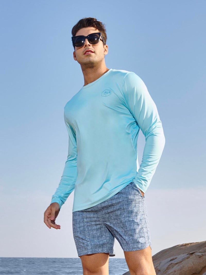 NORTHYARD Men's Swim Shirts Sun Protection Long Sleeve Beach Rash Guard UPF 50+ SPF UV Fishing T-Shirt Quick Dry Lightweight SkyBlue L - Image 3
