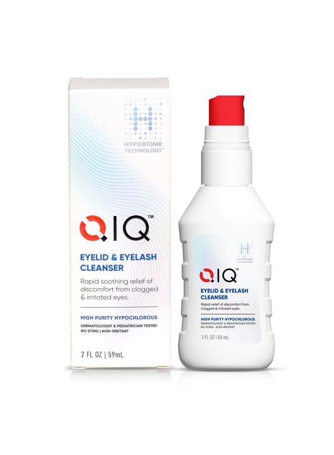 QIQ منظف الجفون والرموش - محلول غسيل العين عالي النقاء من الهيبوكلوروس للراحة السريعة والتخفيف من العيون المسدودة والمتهيجة، يهدئ ويخفف (2 أونصة) - Image 1