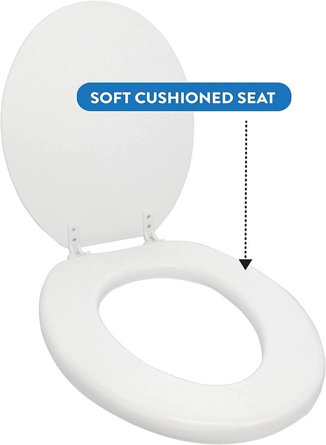 J&V Textiles Soft Round Toilet Seat With Easy Clean & Change Hinge, Padded (White)* - Image 5