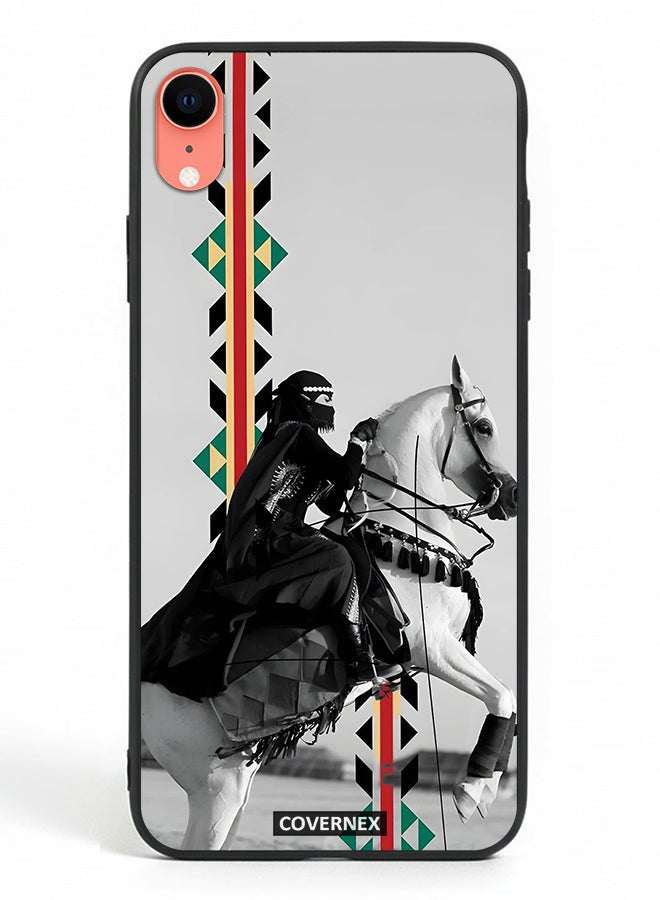 Covernex Apple iPhone XR Protective Case Cover Printed Featuring Woman on Horseback with Sadu Accents - Image 2
