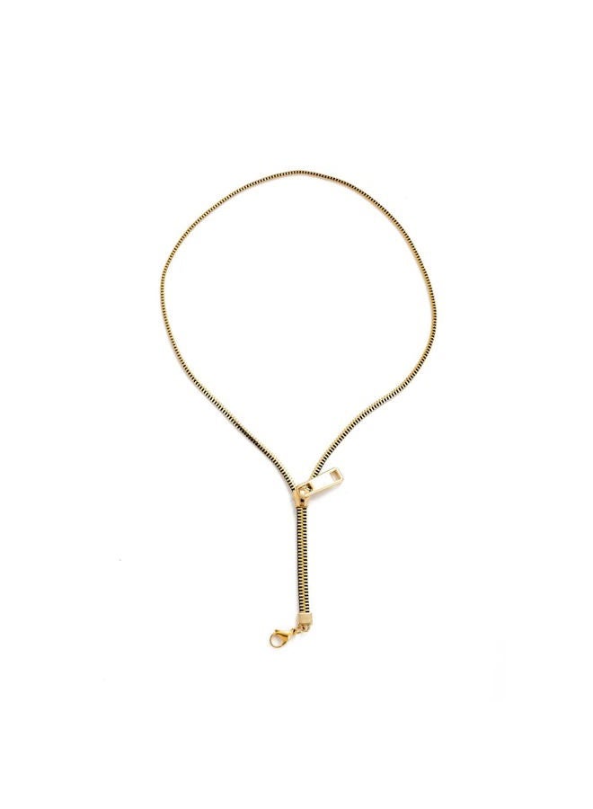 JAGTRADE Trend Zipper Pendant Necklace Stainless Steel Necklace for Women Men Statement Gold Color Hip Hop Popular Jewelry - Image 1