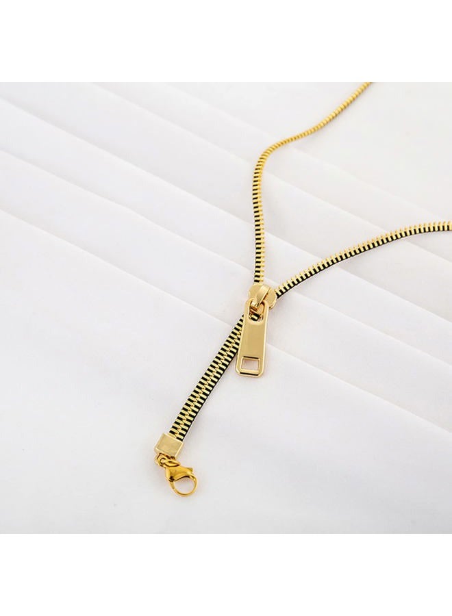 JAGTRADE Trend Zipper Pendant Necklace Stainless Steel Necklace for Women Men Statement Gold Color Hip Hop Popular Jewelry - Image 4
