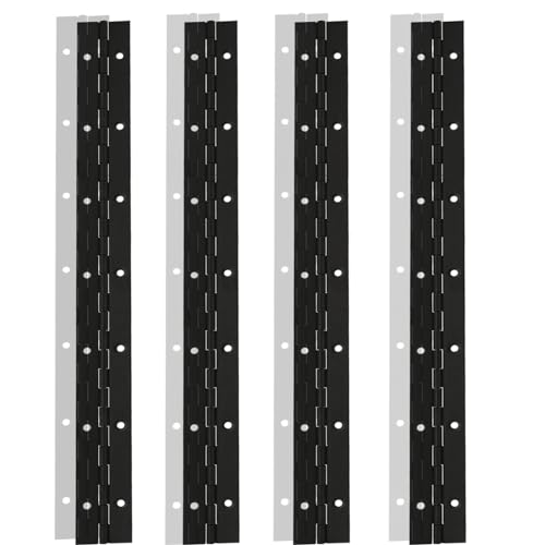 XHMAXE 4Pcs 16Inch Continuous & Piano Hinges,1.2" Open Width 304 Stainless Steel Continuous Hinge with Holes, 0.04”Thick Heavy Duty Door Hinges for Cabinet Door Cases Woodworking - Image 1