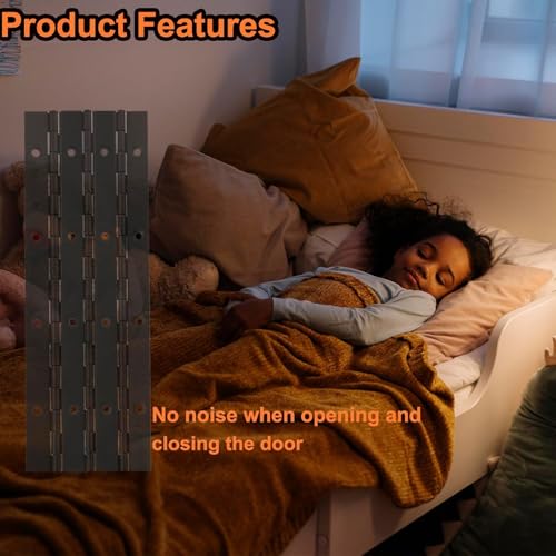 XHMAXE 4Pcs 16Inch Continuous & Piano Hinges,1.2" Open Width 304 Stainless Steel Continuous Hinge with Holes, 0.04”Thick Heavy Duty Door Hinges for Cabinet Door Cases Woodworking - Image 3