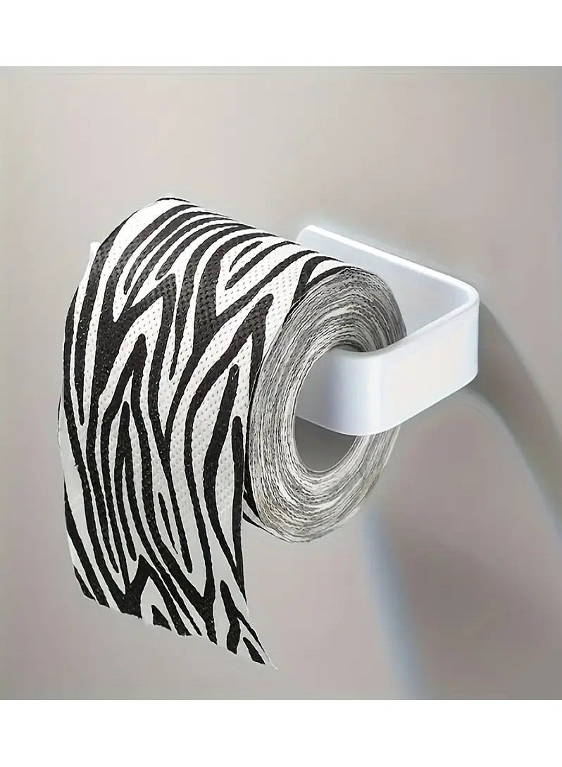 Self-Adhesive Toilet Paper Holder - White, Drill-Free Installation, Modern Design, Ideal for Kitchen and Bathroom - Image 1