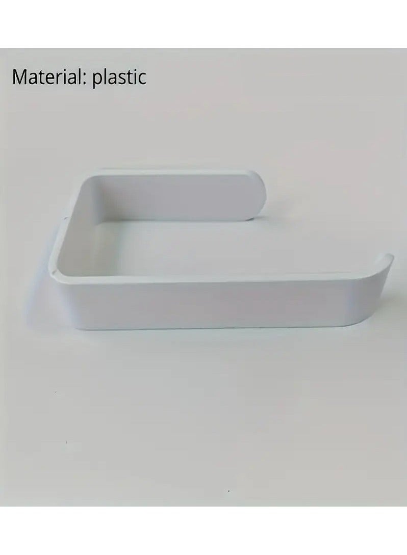 Self-Adhesive Toilet Paper Holder - White, Drill-Free Installation, Modern Design, Ideal for Kitchen and Bathroom - Image 3