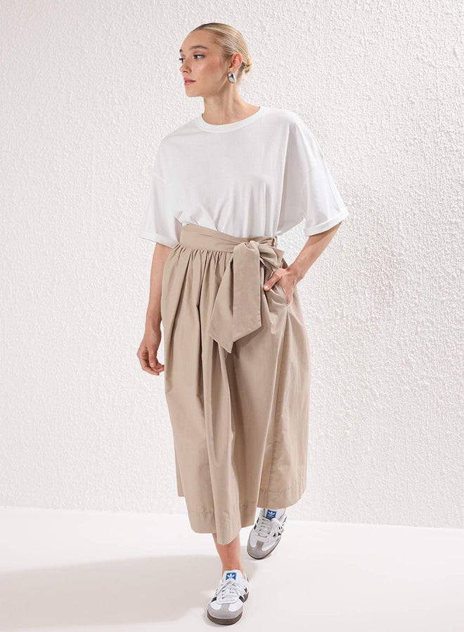 trendyol Beige Belt Detailed Woven Skirt - Image 3