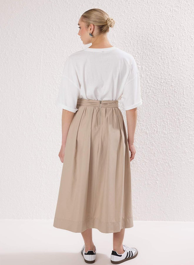 trendyol Beige Belt Detailed Woven Skirt - Image 5