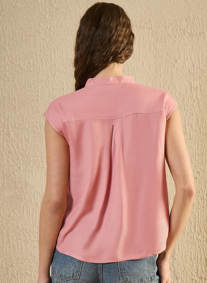 sanskrutihomes sanskrutihomes Solid Mandarin Collar Sleeveless Top
