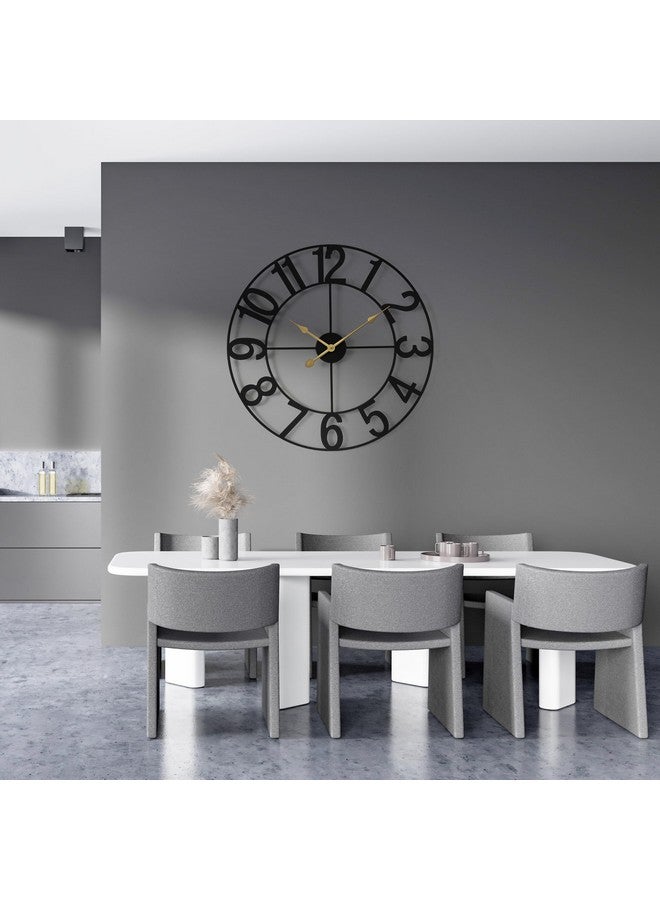 Sorbus Large Wall Clock for Living Room Decor - Easy to Hang 24-Inch Big Wall Clock - Metal Wall Art for Kitchen, Bedroom, Home, Office - Analog Decorative Wall Clock (Black) - Image 2