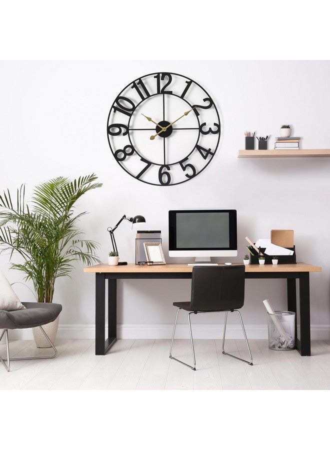 Sorbus Large Wall Clock for Living Room Decor - Easy to Hang 24-Inch Big Wall Clock - Metal Wall Art for Kitchen, Bedroom, Home, Office - Analog Decorative Wall Clock (Black) - Image 4