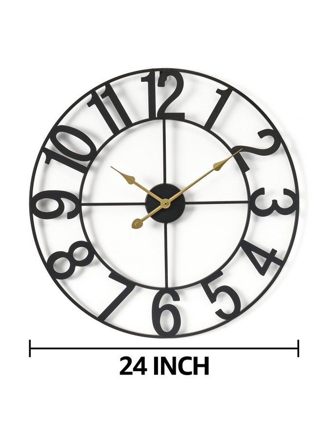 Sorbus Large Wall Clock for Living Room Decor - Easy to Hang 24-Inch Big Wall Clock - Metal Wall Art for Kitchen, Bedroom, Home, Office - Analog Decorative Wall Clock (Black) - Image 1