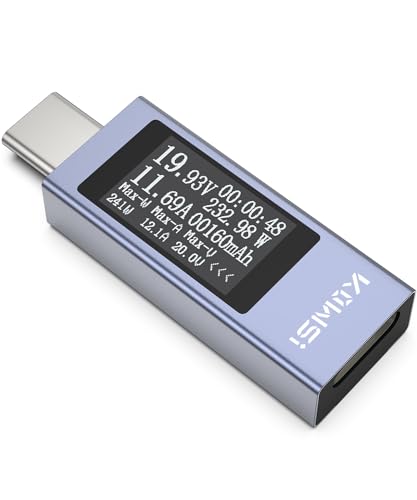 YOJOCK USB C Tester Power Meter 4-30V 0-12A Digital Multimeter, Type C Voltage and Current Tester Meter, Power Bank Capacity, Working Time Ammeter Voltmeter USB Cable Charger Detector - Image 1