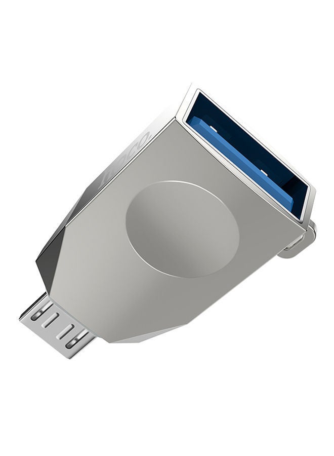 NIBEMINENT Zinc Alloy Micro USB to 3.0 OTG Adapter Silver - Image 2