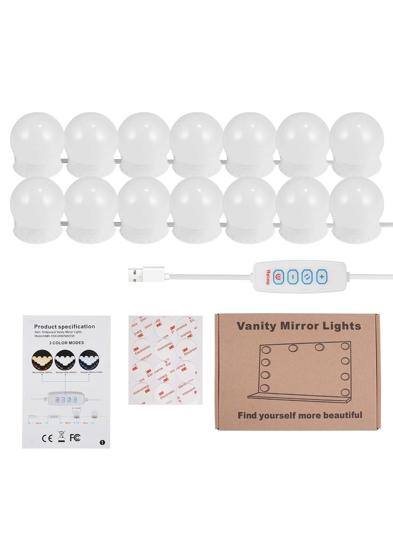 Generic - Vanity Lights Kits DIY, Makeup Lights with 14pcs Dimmable Bulbs, 3 Colour Modes with Touch Sensor Dimmer Switch for Dressing Table - Image 1
