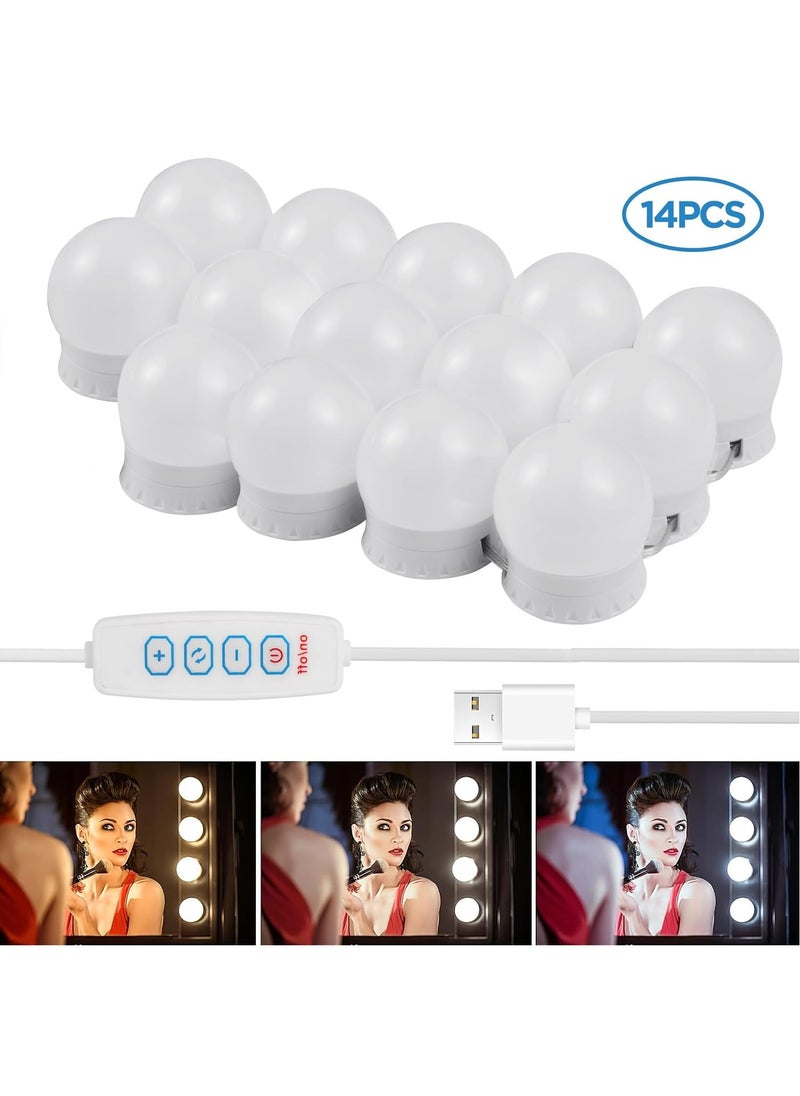 Generic - Vanity Lights Kits DIY, Makeup Lights with 14pcs Dimmable Bulbs, 3 Colour Modes with Touch Sensor Dimmer Switch for Dressing Table - Image 1