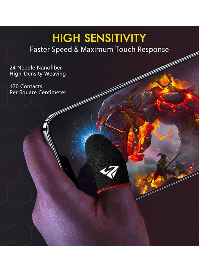 3 Pairs Gaming Finger Gloves, Ultra-sensitive touch screen for smooth operation, Sweat-absorbent, Odorless, Breathable, Seamless Finger Sleeves, 0.25mm Ultra-thin Finger Sleeves, Comes with Metal Storage Box (Black), for Playing Pubg and Many Other Games  - Image 2
