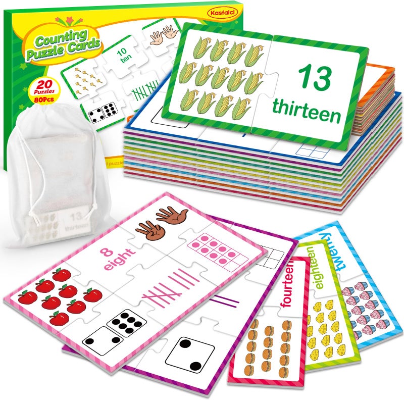 Kasfalci Number Puzzle CardsCounting ToysMath ManipulativesMath Games for KidsToddler PuzzlesMatching GamesPreschool Learning ActivitiesKindergarten Classroom Must HavesHomeschool Supplies - Image 3