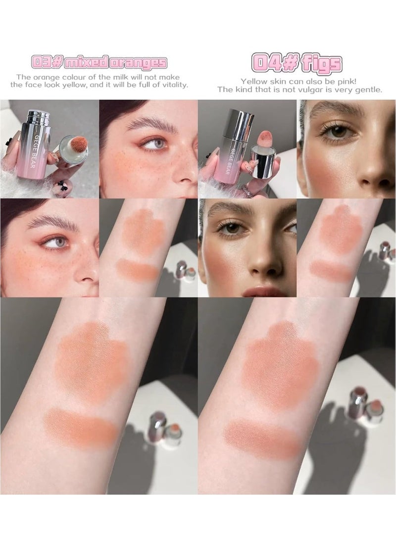 Gege Bear Water Velvet Blush | Built-In Applicator Brush | Long-Wearing Formula | Pink Coral Cheek Stain | Liquid Cheek Tint | Soft Girl Makeup Essential | Easy Blend Technology | Natural Flush Effect | Easy Blend Technology | Buildable Coverage | Kawaii Beauty Products for Women (04# Figs, 7g) - Image 3