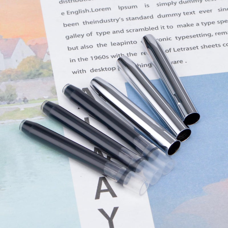 Wikult Jinhao 10 Retractable Fountain Pen Accesories, Metal Protector wtih Black Ink Cartridges, 5.5mm Bore Diameter (3 Pack) - Image 4