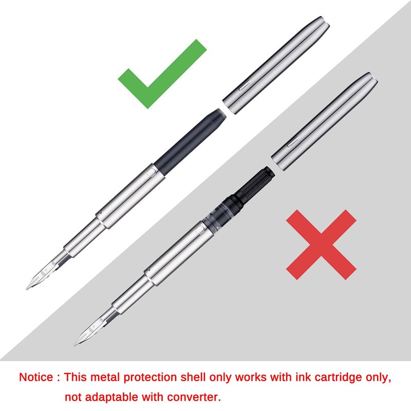 Wikult Jinhao 10 Retractable Fountain Pen Accesories, Metal Protector wtih Black Ink Cartridges, 5.5mm Bore Diameter (3 Pack) - Image 3