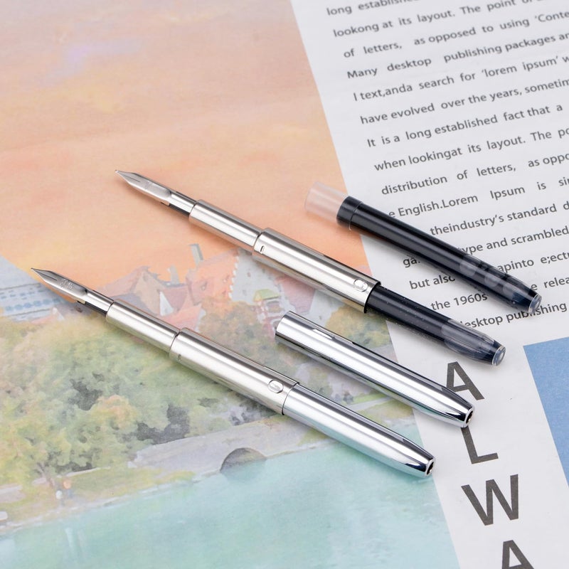 Wikult Jinhao 10 Retractable Fountain Pen Accesories, Metal Protector wtih Black Ink Cartridges, 5.5mm Bore Diameter (3 Pack) - Image 5
