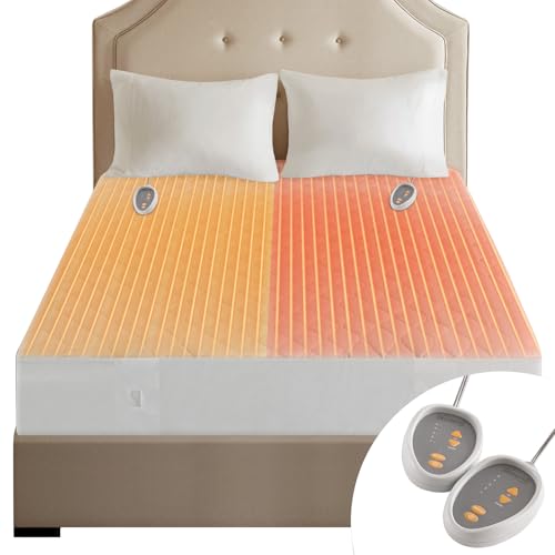 Beautyrest Beautyrest Cotton Blend Heated Mattress Pad Secure Comfort Technology  Luxury Quilted Electric Mattress Pad with Deep Pocket  5Setting Heat Controllers King White 