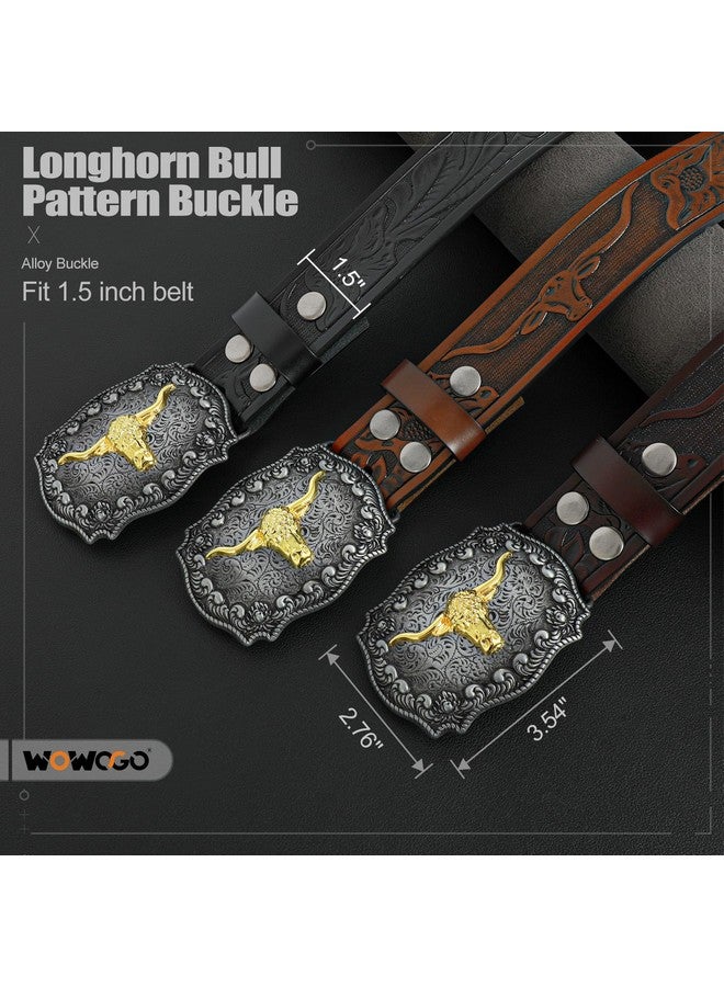 WOWOGO WOWOGO Western Cowboy Cowgirl Belt for Men Women Western Country Belt Buckle Floral Engraved Leather Belt - Image 2