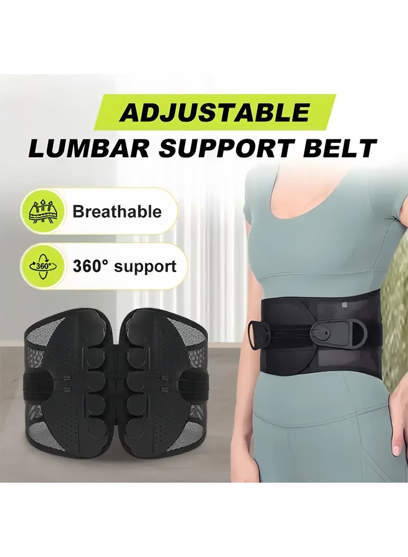 Back Brace, Adjustable Lumbar Support Belt for Work, Lower Back Pain Relief and Spine Support with Dual Pulley System for Men and Women, Black - Image 1