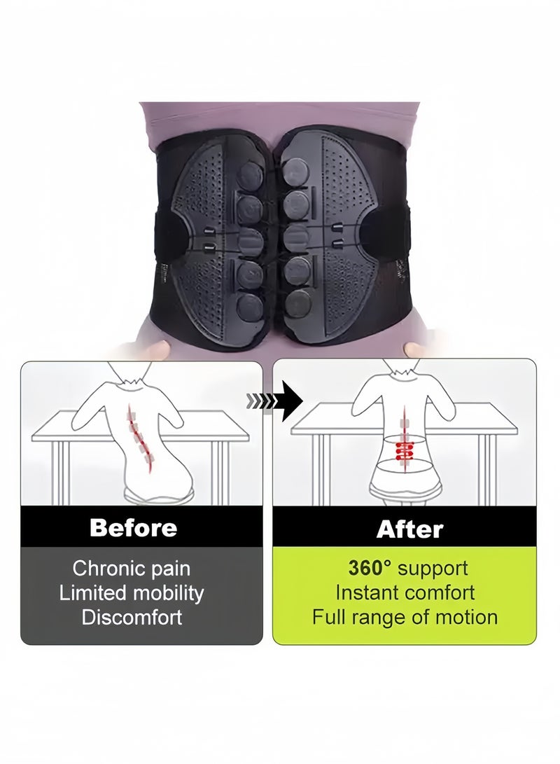 Back Brace, Adjustable Lumbar Support Belt for Work, Lower Back Pain Relief and Spine Support with Dual Pulley System for Men and Women, Black - Image 2