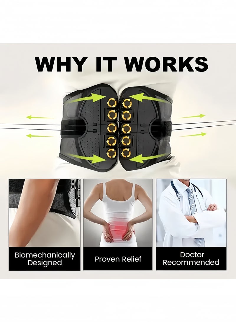 Back Brace, Adjustable Lumbar Support Belt for Work, Lower Back Pain Relief and Spine Support with Dual Pulley System for Men and Women, Black - Image 3