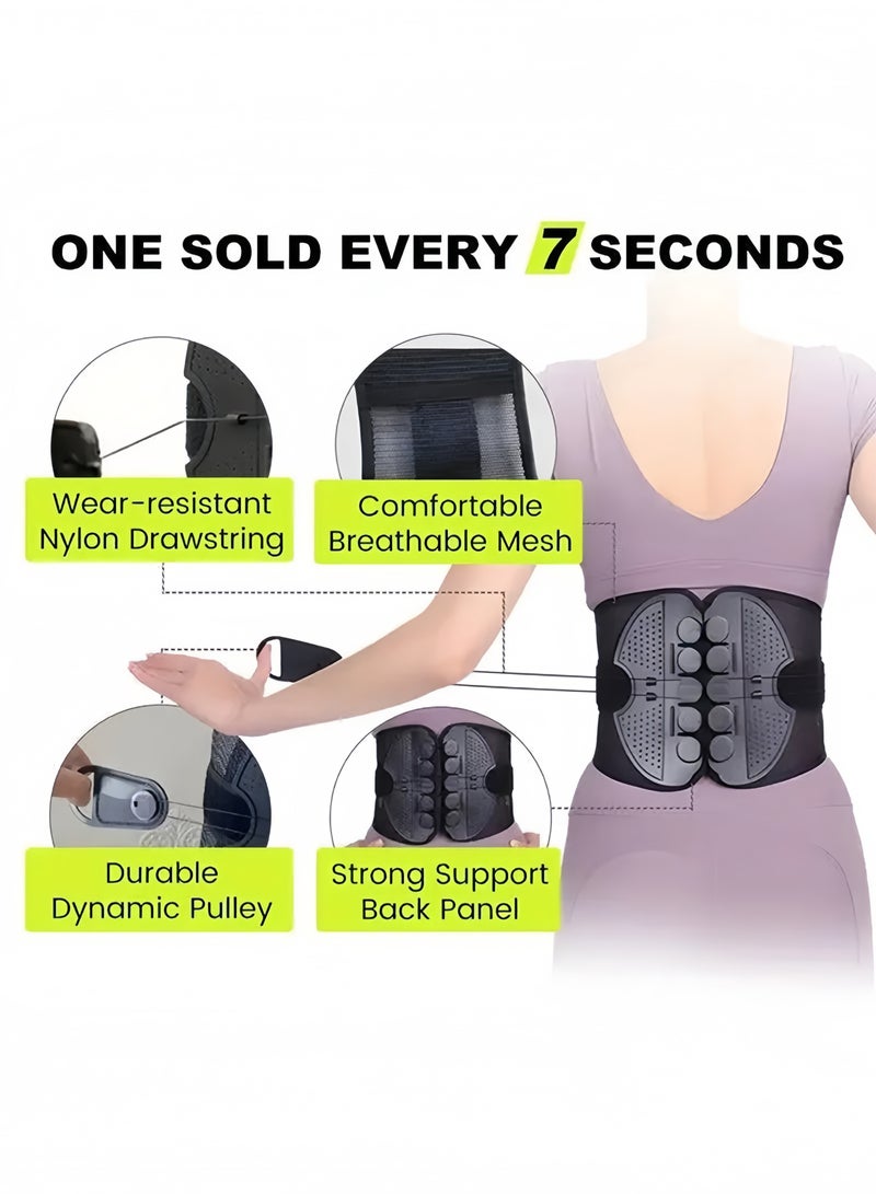 Back Brace, Adjustable Lumbar Support Belt for Work, Lower Back Pain Relief and Spine Support with Dual Pulley System for Men and Women, Black - Image 4