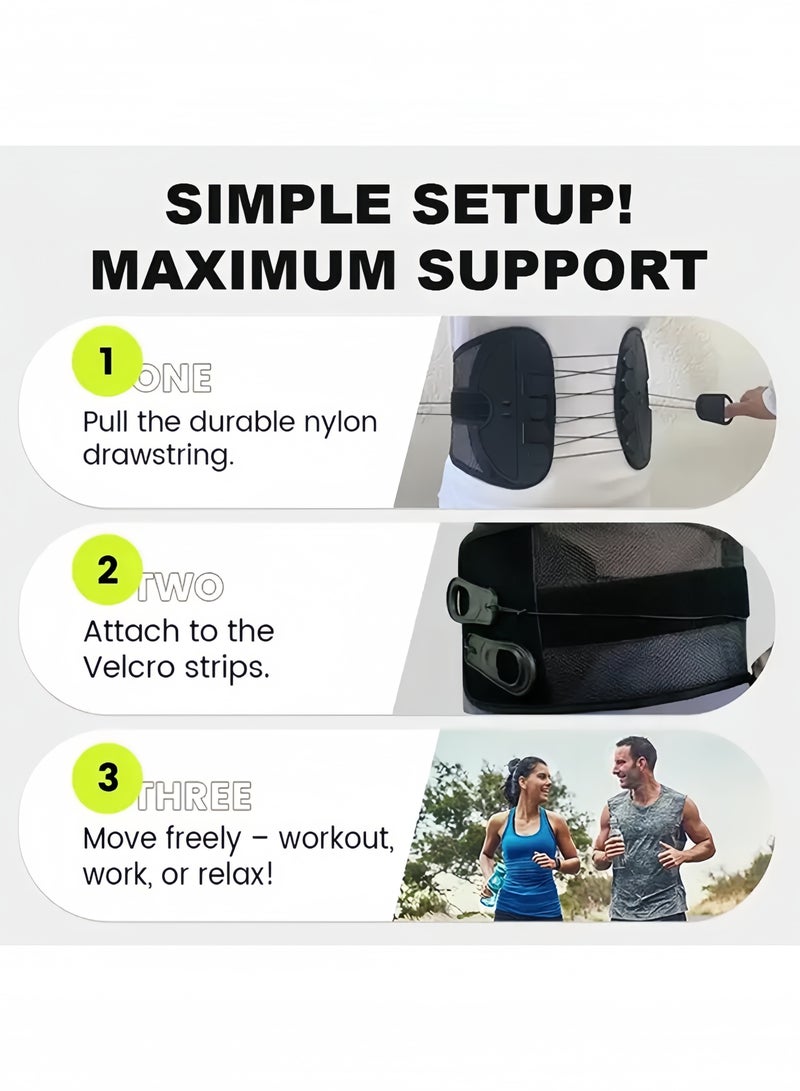 Back Brace, Adjustable Lumbar Support Belt for Work, Lower Back Pain Relief and Spine Support with Dual Pulley System for Men and Women, Black - Image 5
