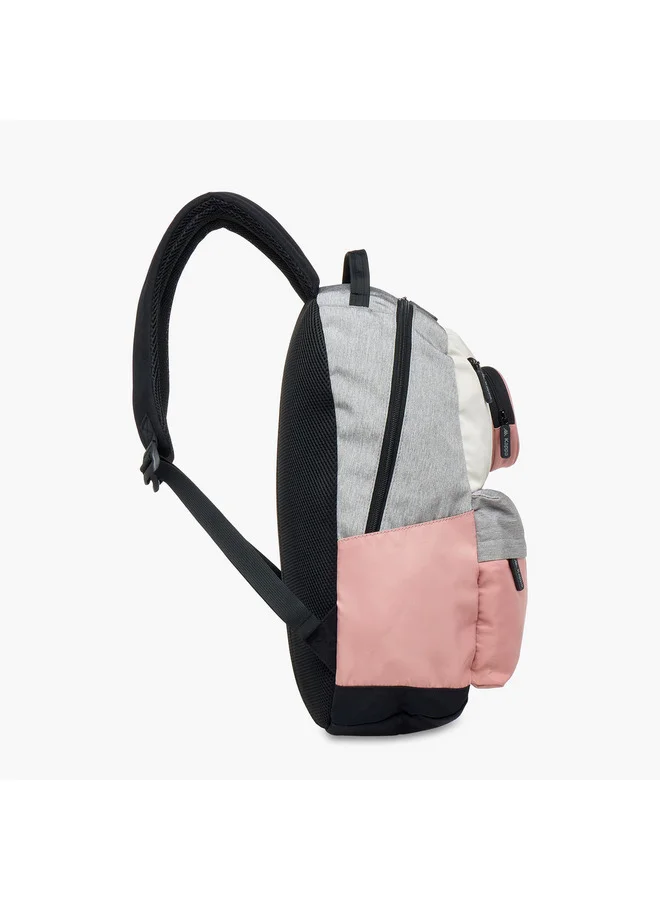 Kappa Girls Colourblock School Backpack with Adjustable Straps and Pouch Set - 18x32x46 cm
