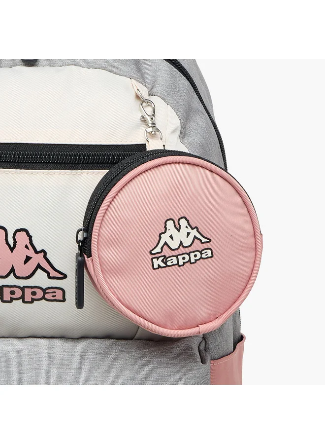 Kappa Girls Colourblock School Backpack with Adjustable Straps and Pouch Set - 18x32x46 cm