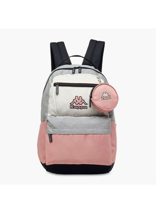 Kappa Girls Colourblock School Backpack with Adjustable Straps and Pouch Set - 18x32x46 cm - Image 1
