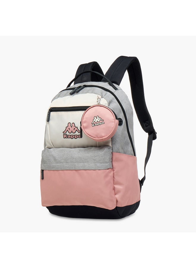 Kappa Girls Colourblock School Backpack with Adjustable Straps and Pouch Set - 18x32x46 cm - Image 2