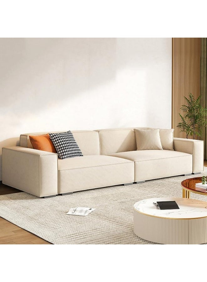 Comfynest Extra Long Tech Cloth Modern Sofa With Foam Seat And Slipcover 280 X 93 X 72 Cm Off-White - Image 1