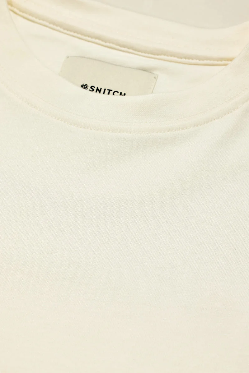 SNITCH Core Lab Off White Solid Regular Fit T-Shirt