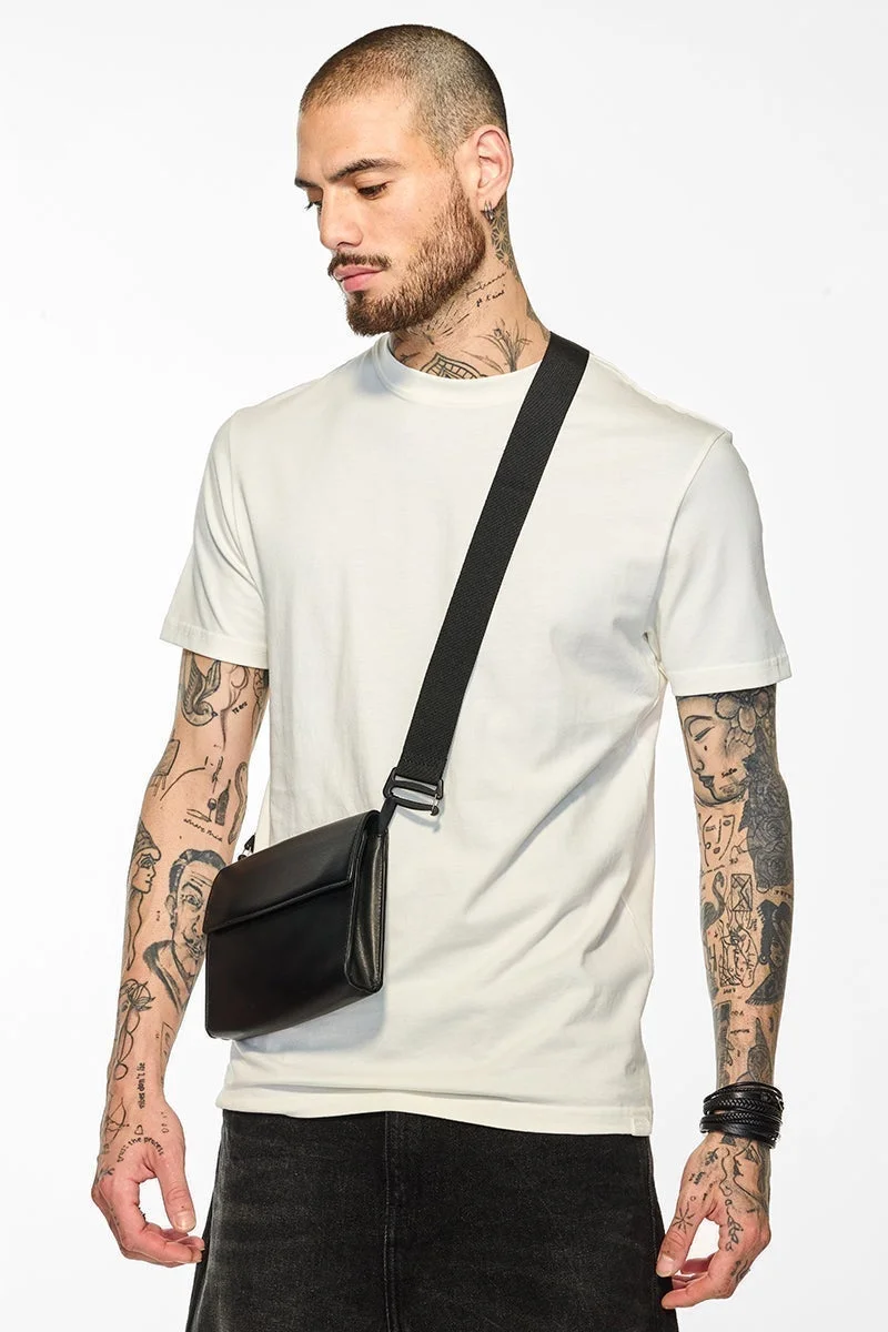 SNITCH Core Lab Off White Solid Regular Fit T-Shirt