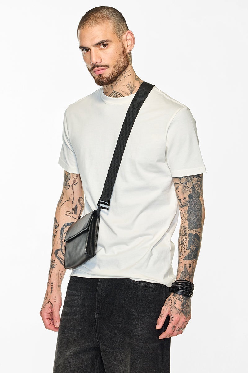 SNITCH Core Lab Off White Solid Regular Fit T-Shirt - Image 1