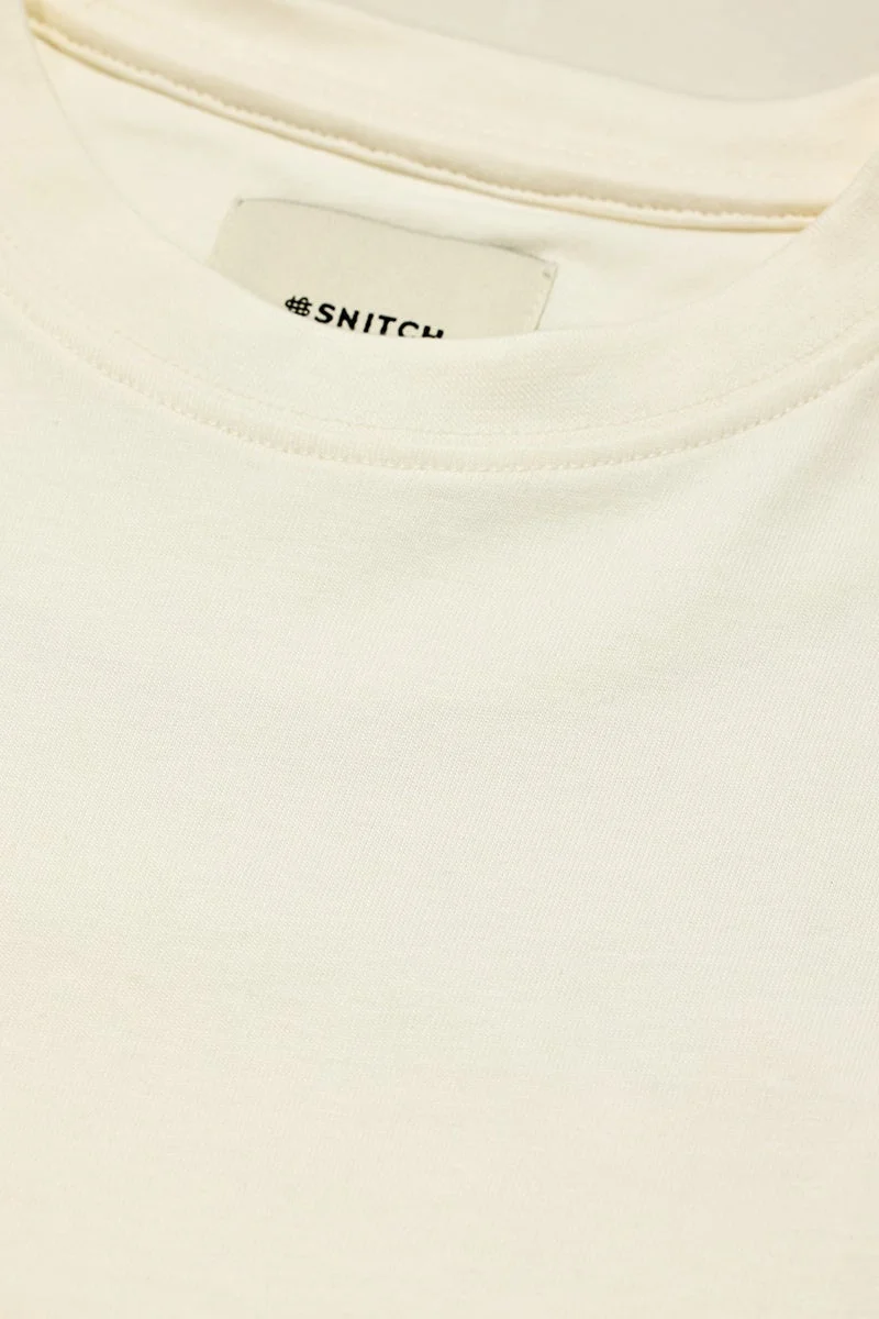 SNITCH Core Lab Off White Solid Regular Fit T-Shirt