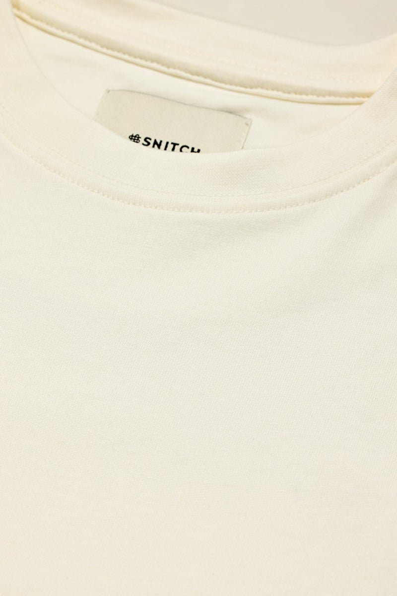 SNITCH Core Lab Off White Solid Regular Fit T-Shirt - Image 2