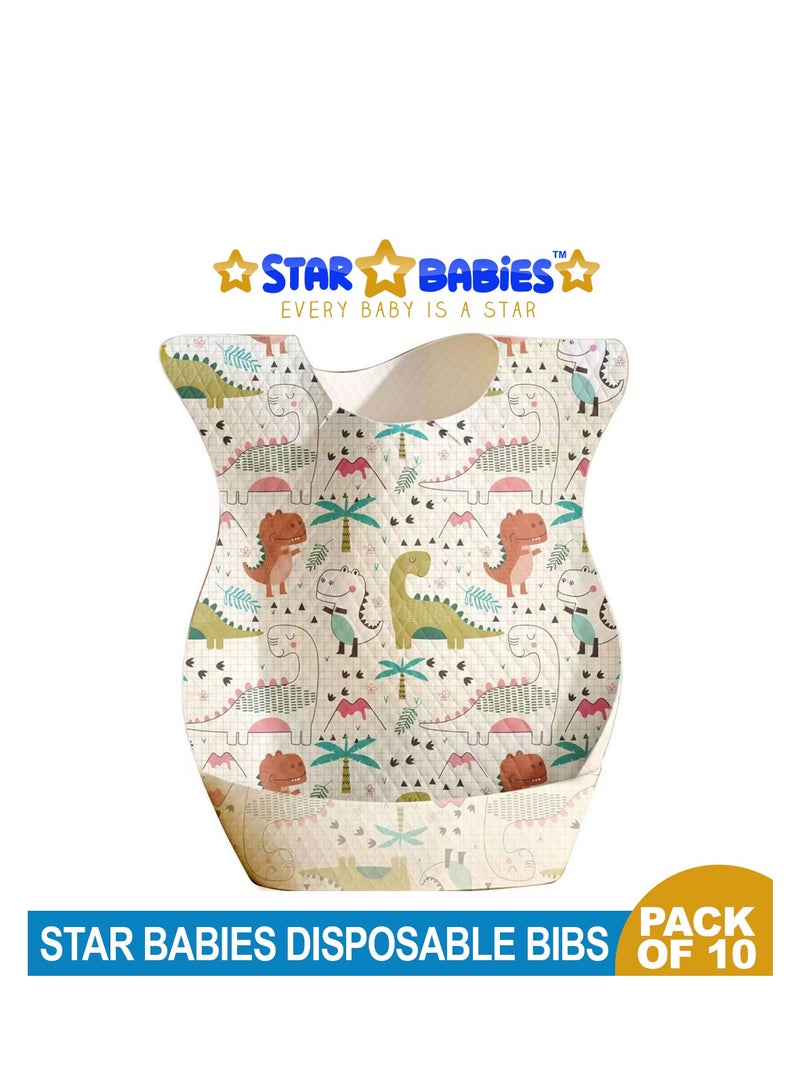 STAR BABiES مريلة ستار بيبيز للاستخدام مرة واحدة - عبوة من 10 قطع مطبوعة بطبعة ديناصور - جديدة - Image 2